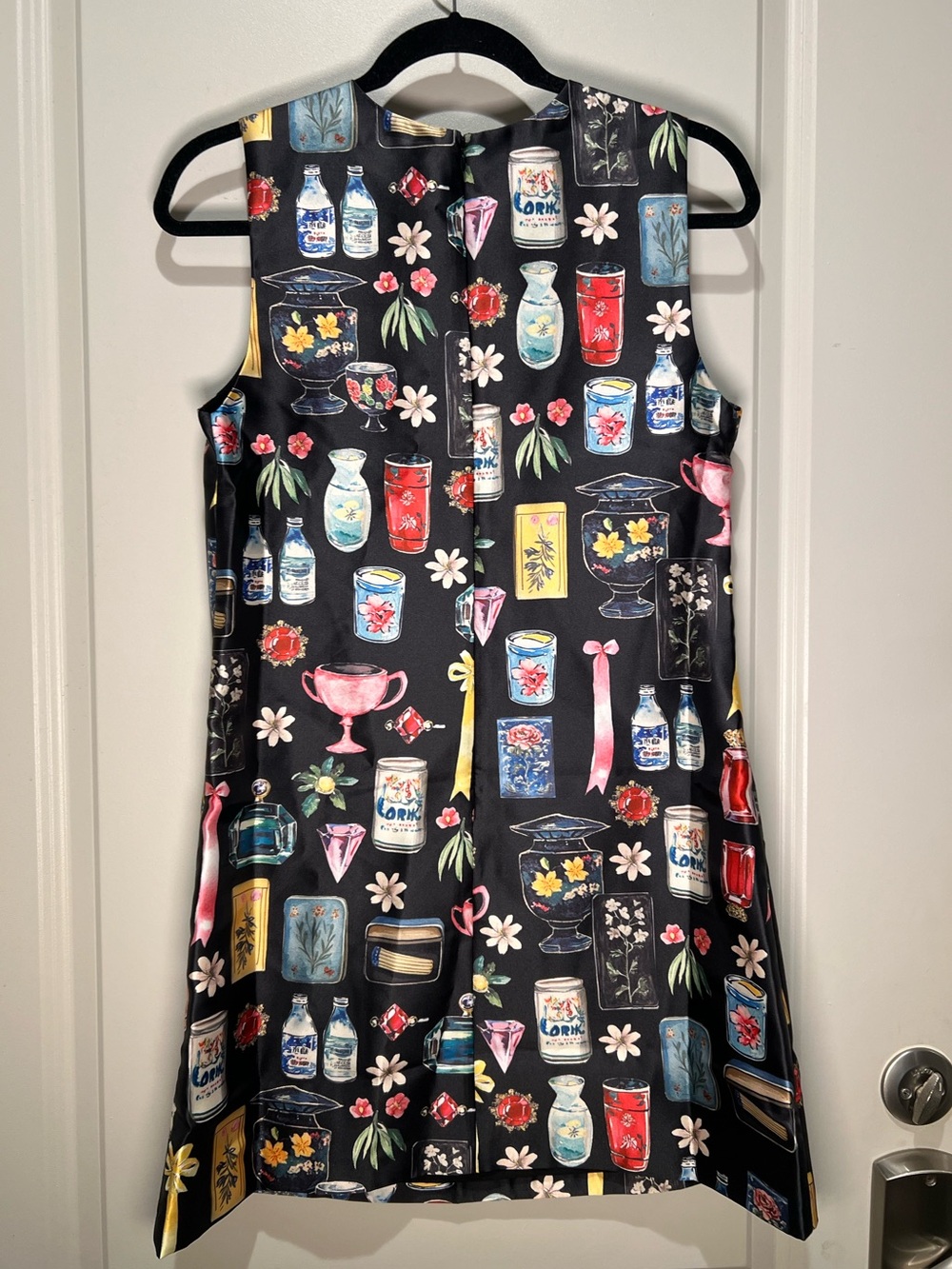 Amanda Uprichard Black Novelty Print Shift Mini Dress Size Small NWT - Picture 6 of 7